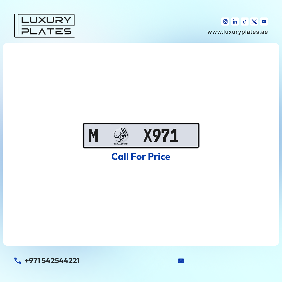 Plate number Umm Al Quwain X971 code M For sale
