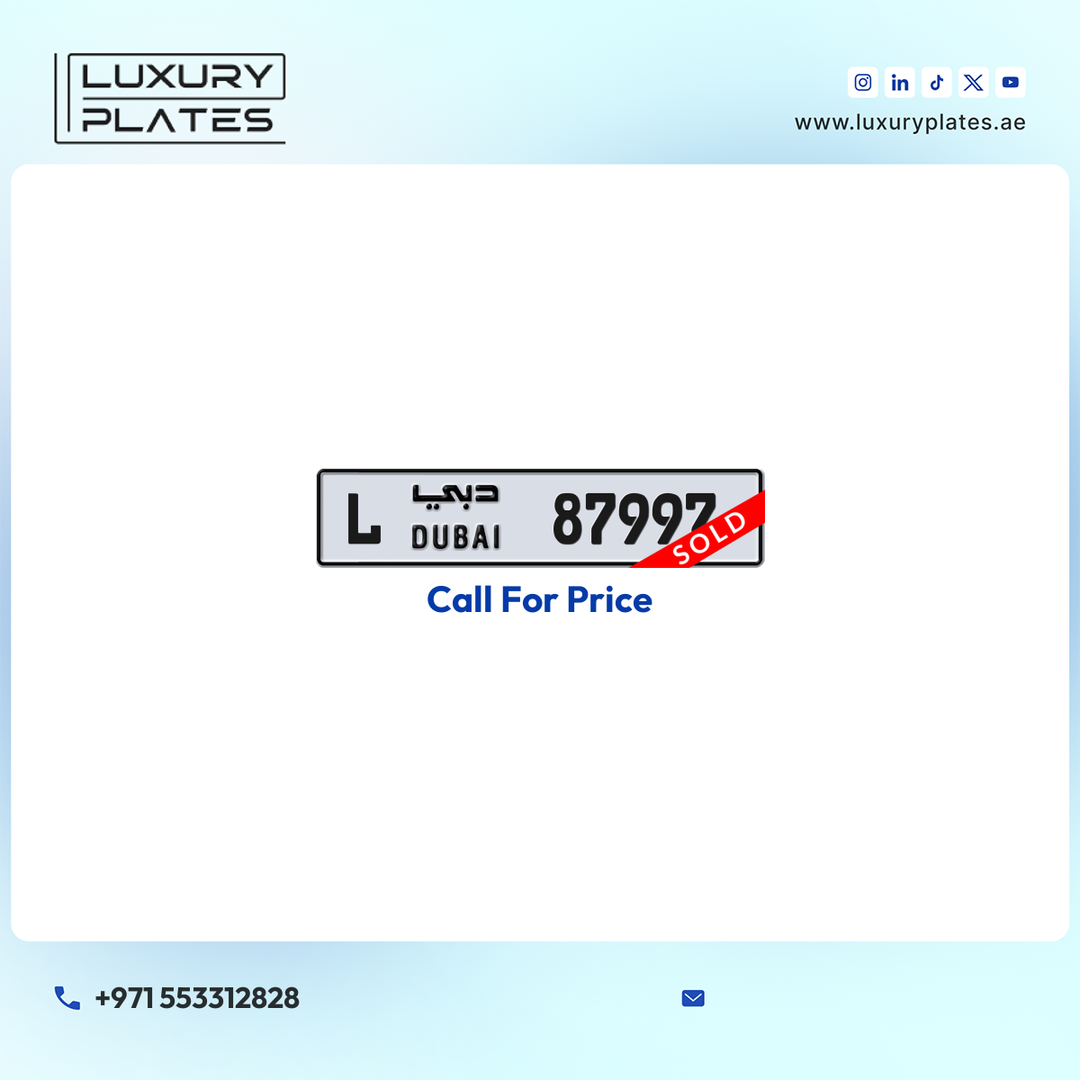 رقم لوحة دبي 87997 شفرة L للبيع