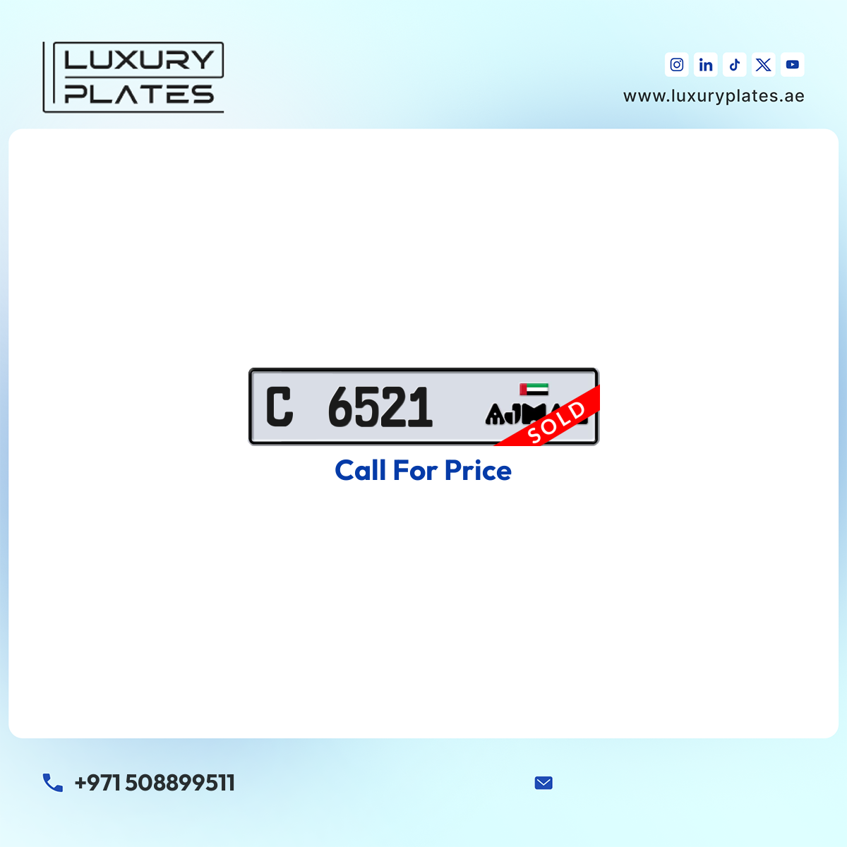 C 6521 Ajman License Plate