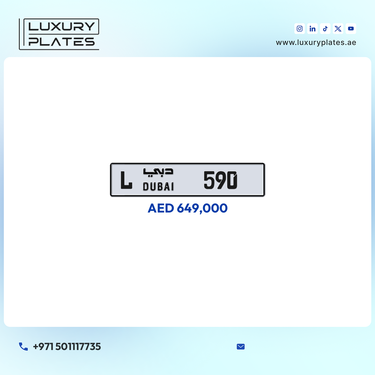L 590 Dubai License Plate