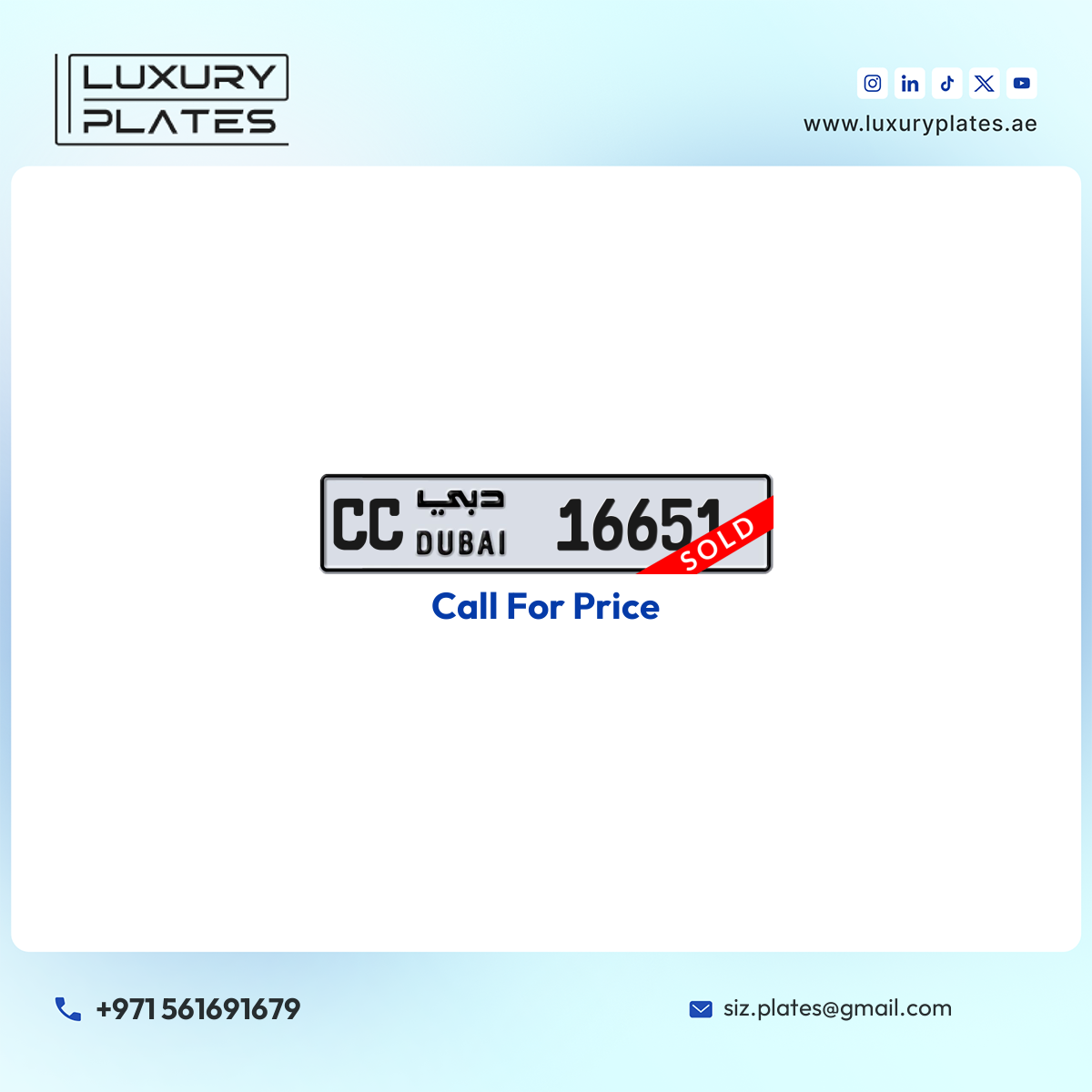 CC 16651 Dubai License Plate