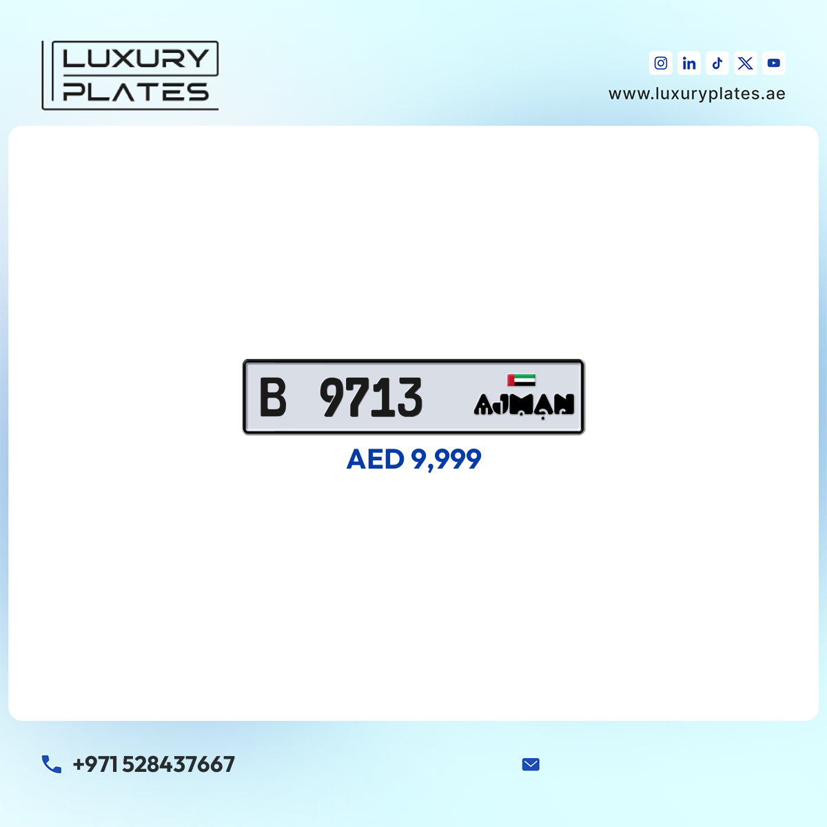 B 9713 Ajman License Plate
