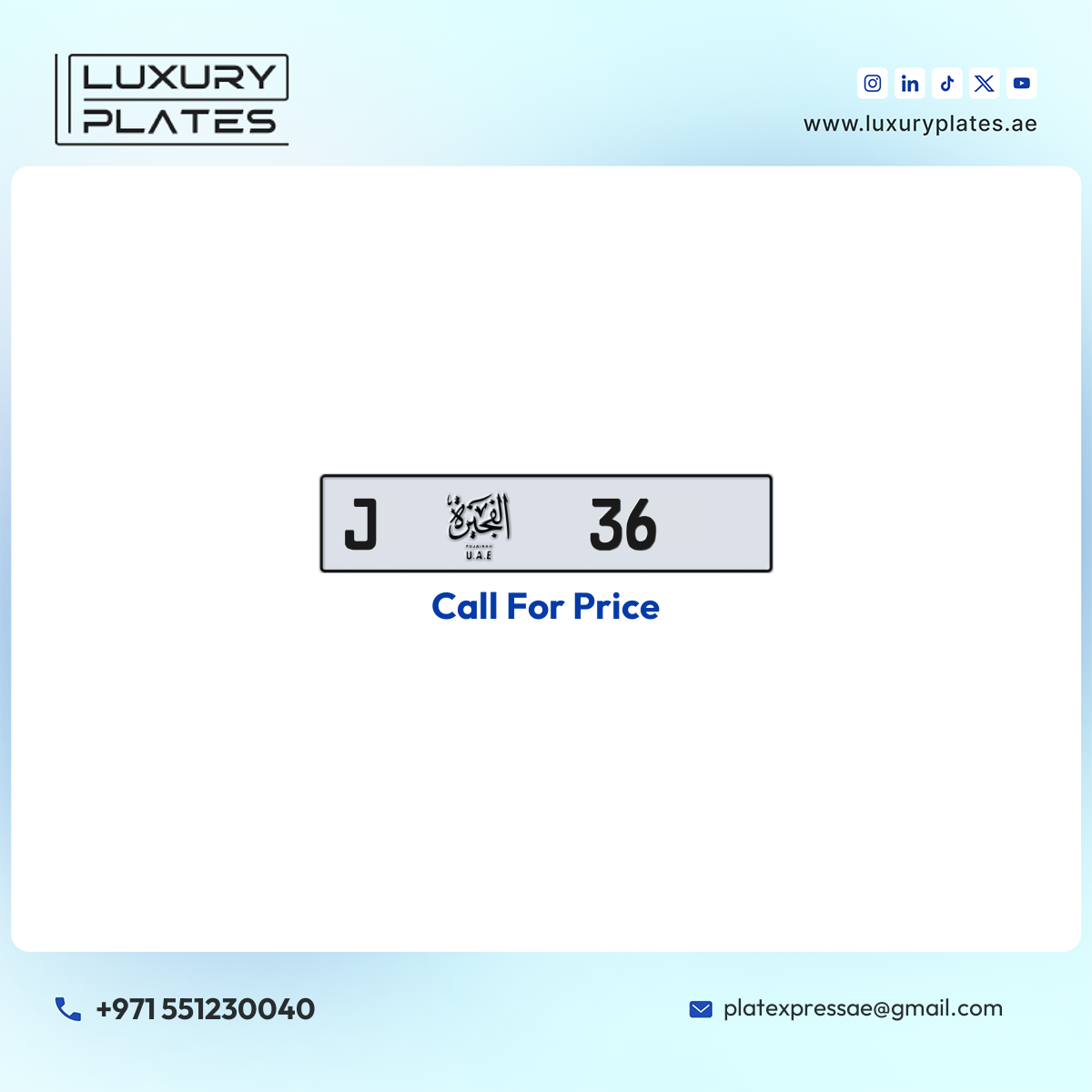 J 36 Fujairah License Plate