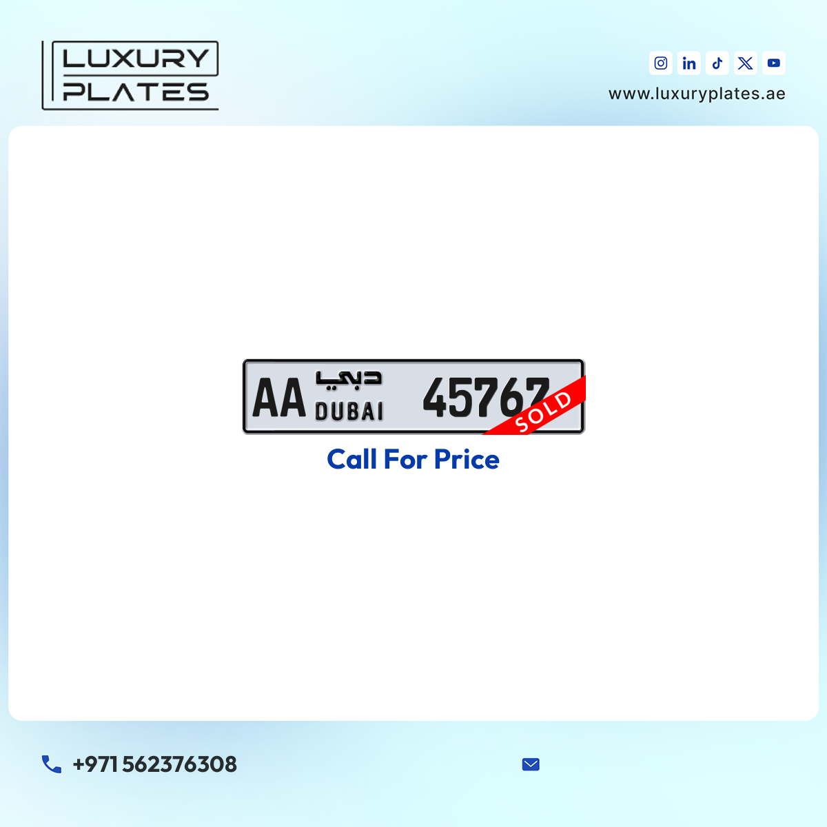 AA 45767 Dubai License Plate