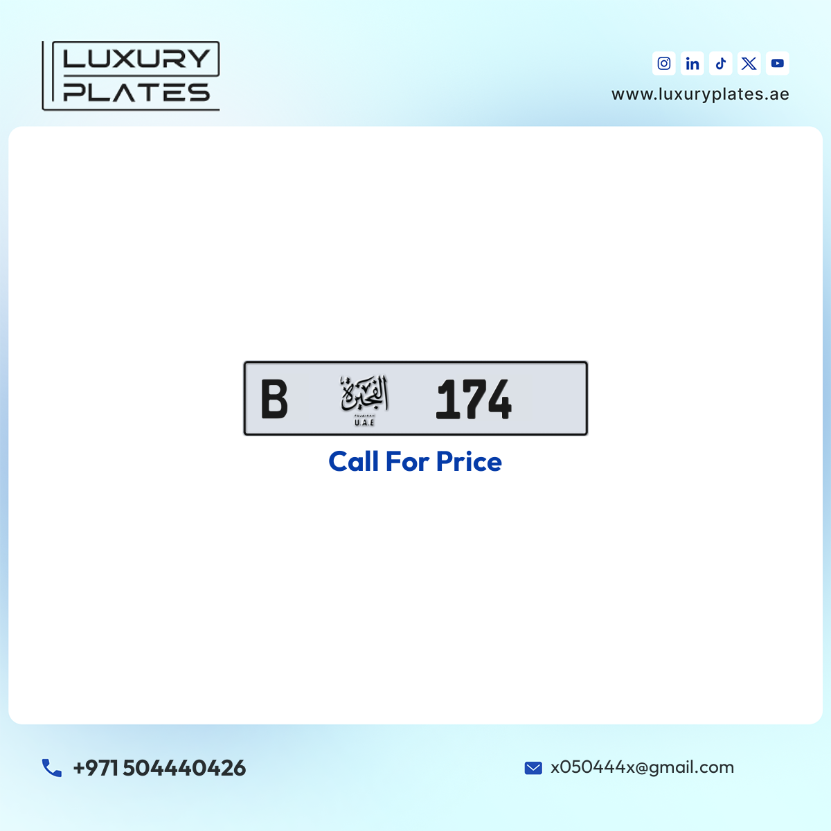 B 174 Fujairah License Plate