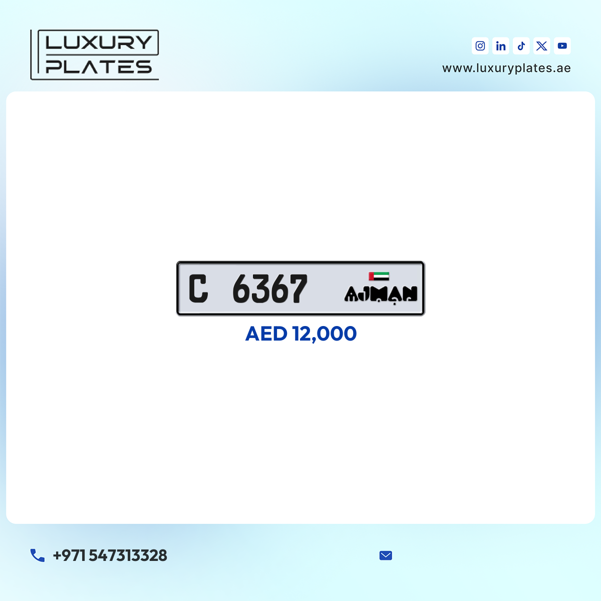 C 6367 Ajman License Plate