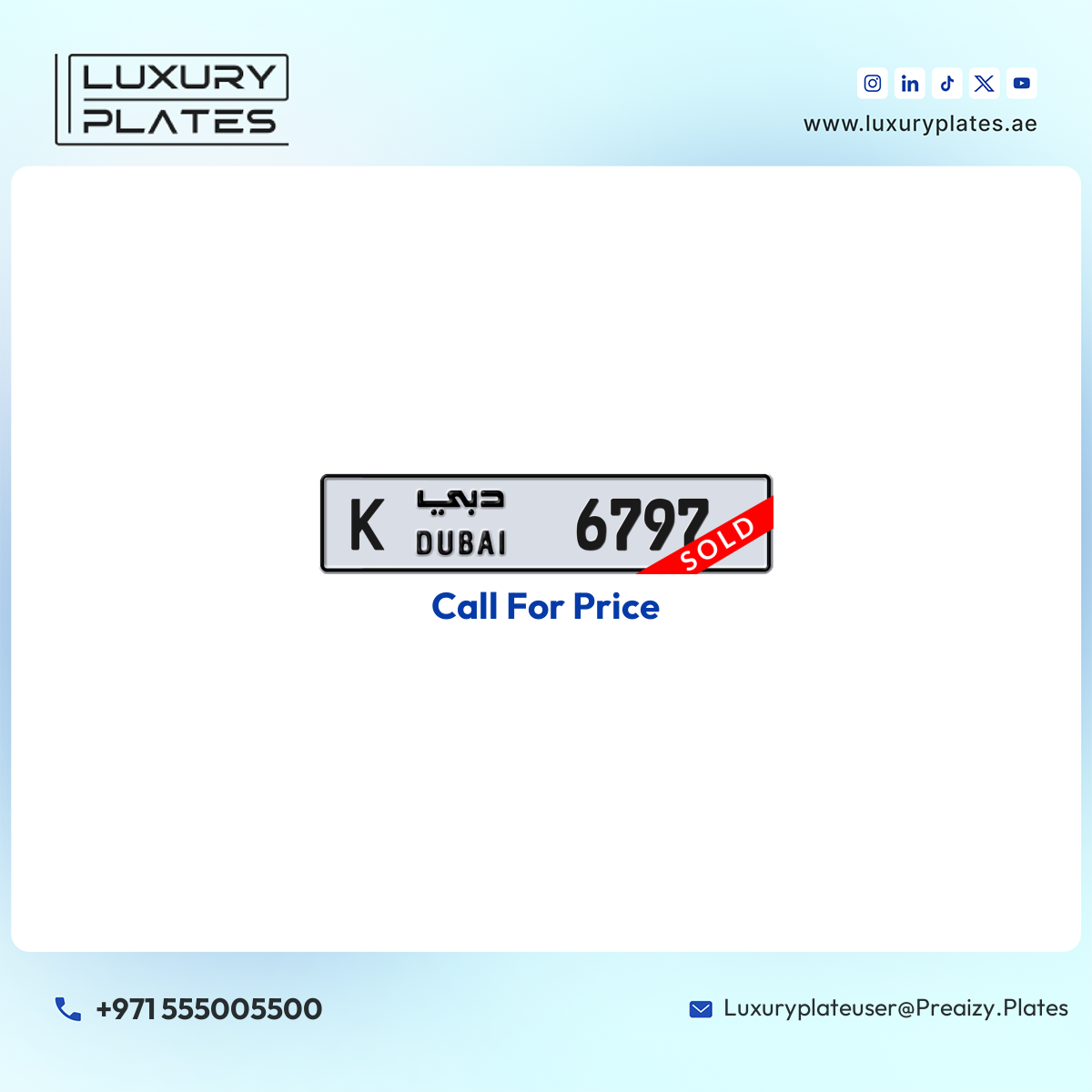 K 6797 Dubai License Plate