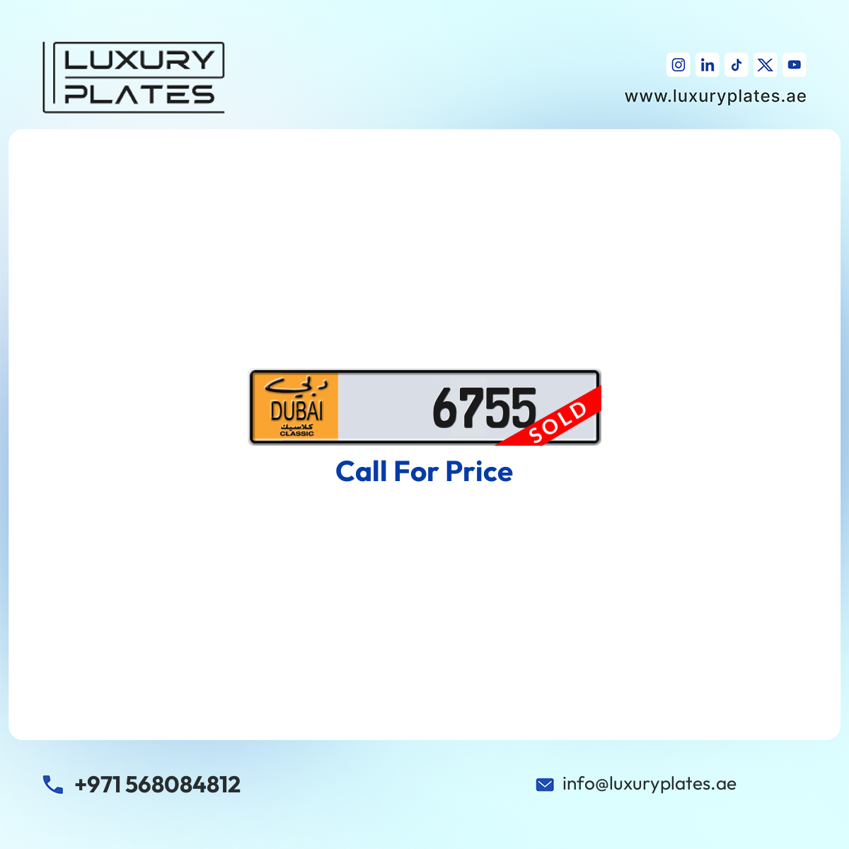 NOC 6755 Dubai Classic License Plate