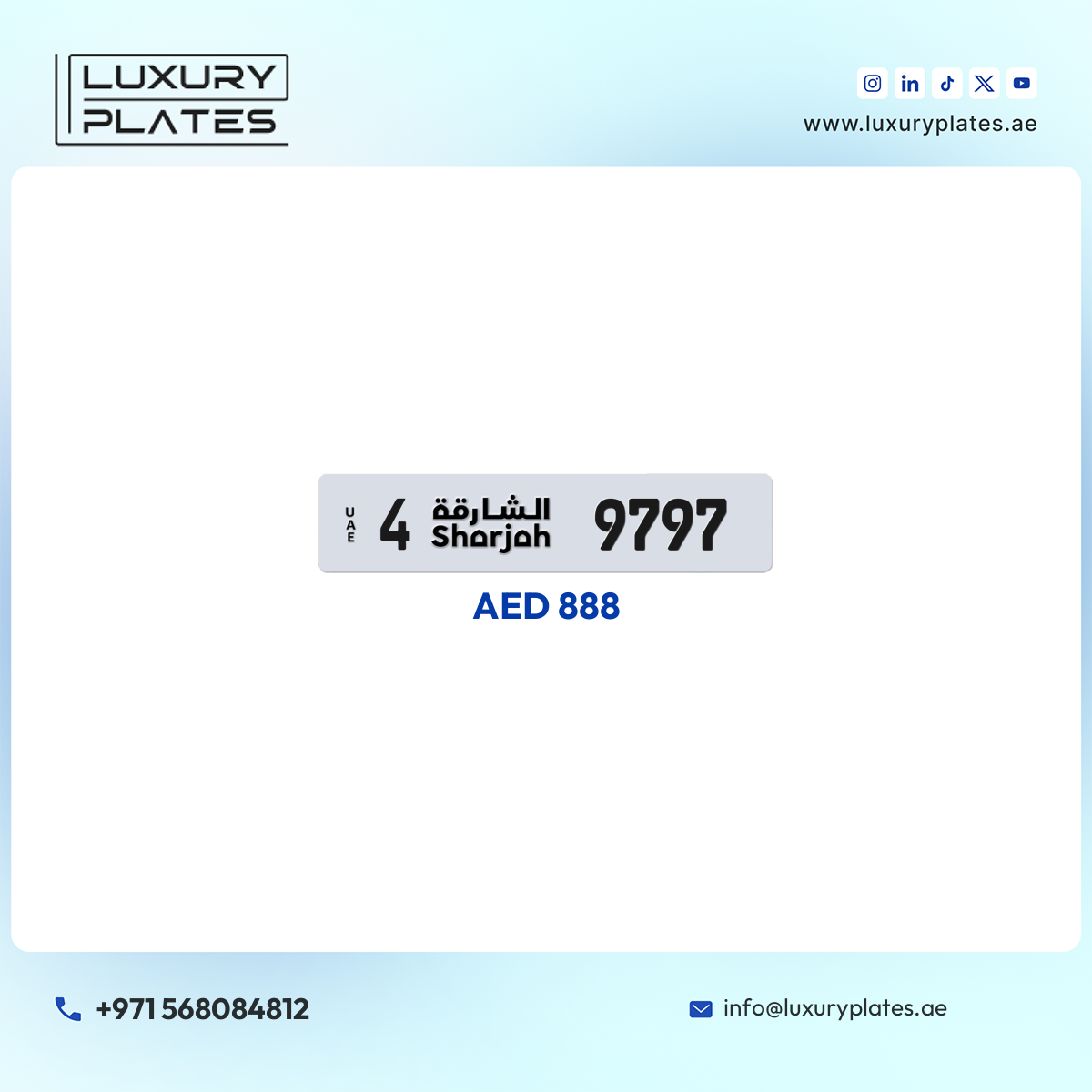 4 9797 Sharjah License Plate