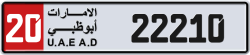 Plate number Abu Dhabi 22210 code 20 For sale
