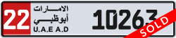 Plate number Abu Dhabi 10263 code 22 For sale
