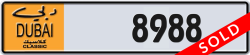 Plate number Dubai Classic 8988 code NOC For sale
