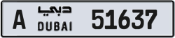 A 51637 Dubai License Plate