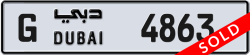 Plate number Dubai 4863 code G For sale
