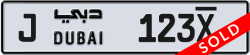 Plate number Dubai 123x code J For sale
