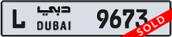 Plate number Dubai 9673 code L For sale