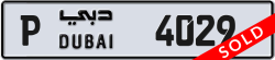 Plate number Dubai 4029 code P For sale