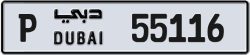 P 55116 Dubai License Plate