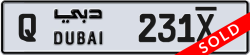 Plate number Dubai 231x code Q For sale