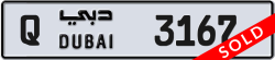 Plate number Dubai 3167 code Q For sale