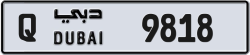 Plate number Dubai 9818 code Q For sale