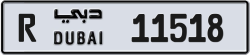 R 11518 Dubai License Plate