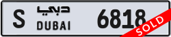Plate number Dubai 6818 code S For sale