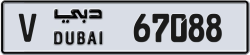 Plate number Dubai 67088 code V For sale