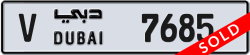 Plate number Dubai 7685 code V For sale
