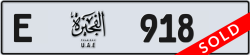 Plate number Fujairah 918 code E For sale