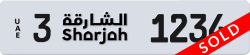 Plate number Sharjah 1234 code 3 For sale