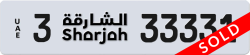 Plate number Sharjah 33331 code 3 For sale