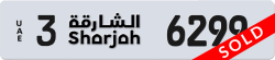 Plate number Sharjah 6299 code 3 For sale