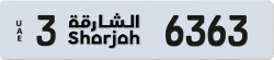 Plate number Sharjah 6363 code 3 For sale