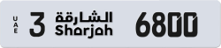 Plate number Sharjah 6800 code 3 For sale