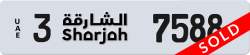 Plate number Sharjah 7588 code 3 For sale