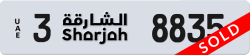 Plate number Sharjah 8835 code 3 For sale