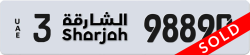 Plate number Sharjah 98890 code 3 For sale