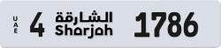 Plate number Sharjah 1786 code 4 For sale