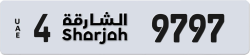 4 9797 Sharjah License Plate